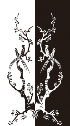 黑白花鸟图片