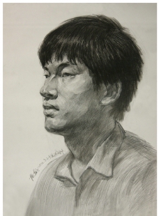 素描青年头像写生图片