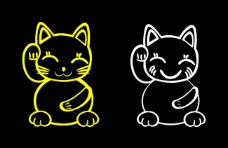 招财猫可爱小猫咪动画矢量图图片