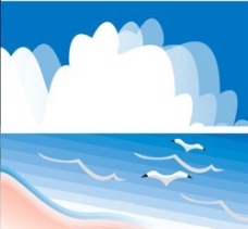 大自然大海蓝天白云沙滩图片