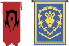 联盟魔兽世界阵营旗帜矢量图片