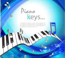 蓝色动感线条 钢琴音符音乐背景图片