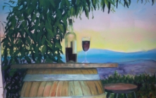 葡萄酒水彩画图片