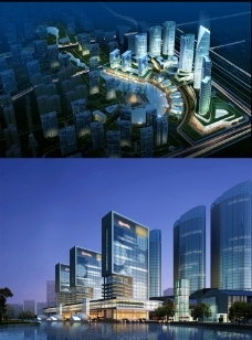 景观设计商业广场建筑模型图片